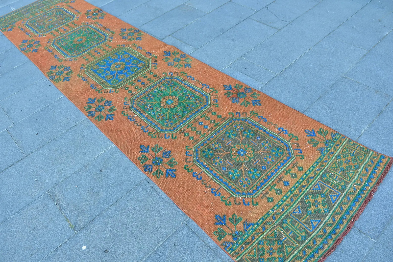 Vintage Turkish Runner Rug 2.8 x 10.8 ft