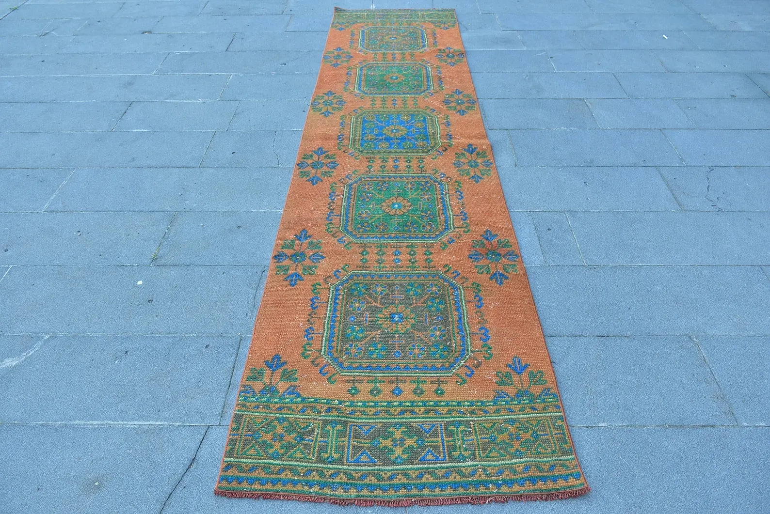 Vintage Turkish Runner Rug 2.8 x 10.8 ft