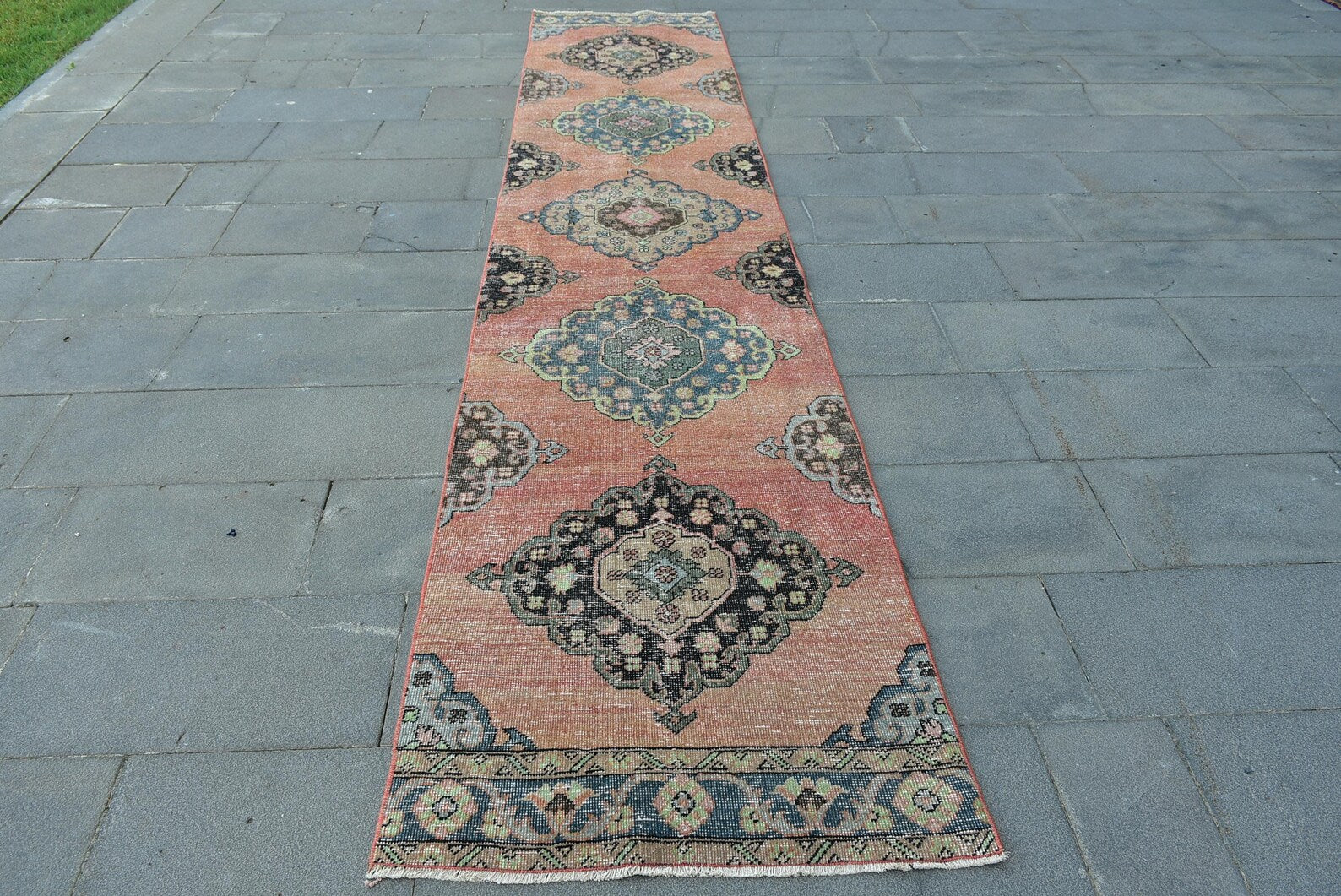 Vintage Turkish Runner Rug 2.7 x 12.4 ft