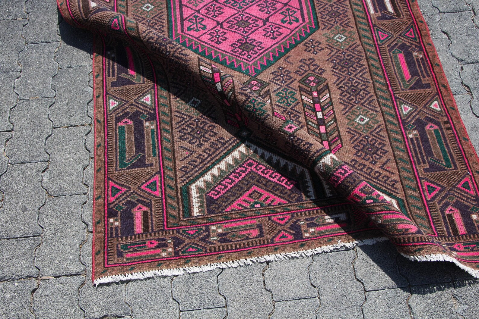 Vintage Persian Accent Area Rug 3.8 x 6.9 ft