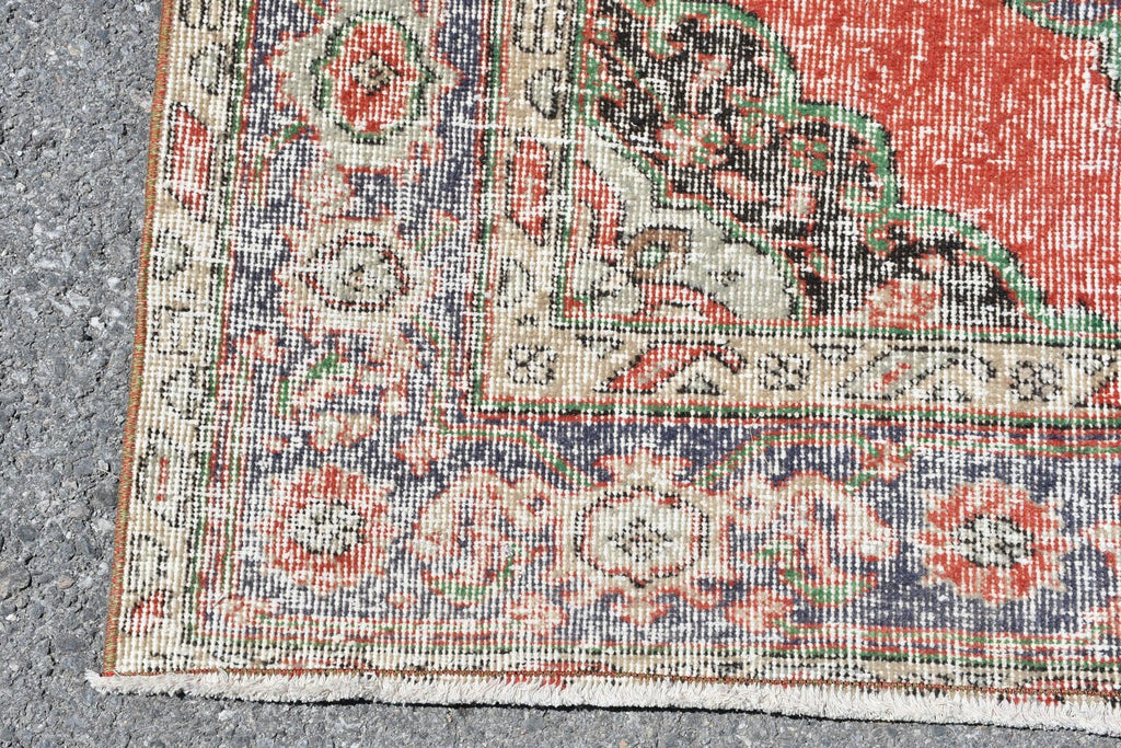 Vintage Turkish Accent Area rug 4.8 x 12.4 ft