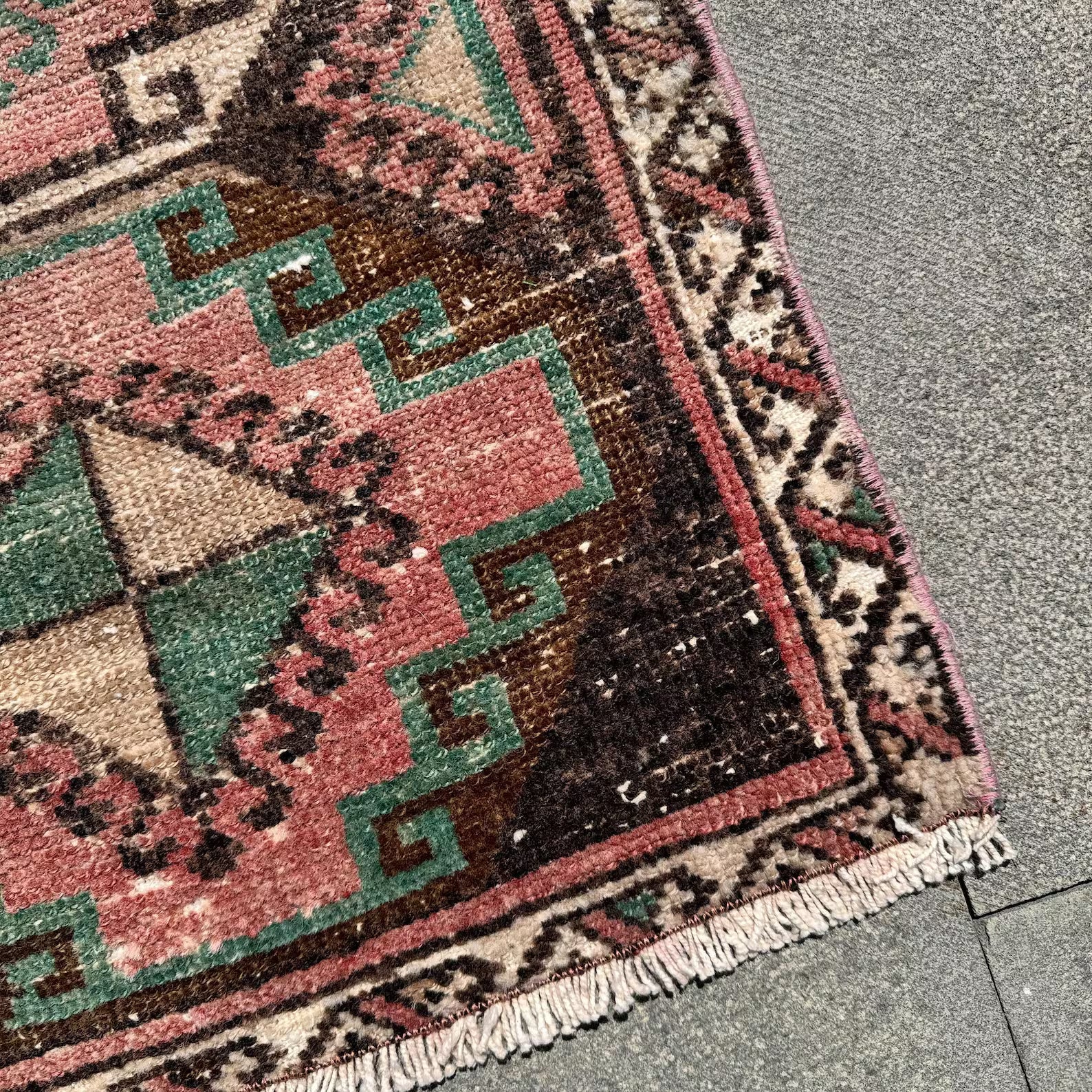 Vintage Turkish Mini Rug 1.7 x 2.9 ft