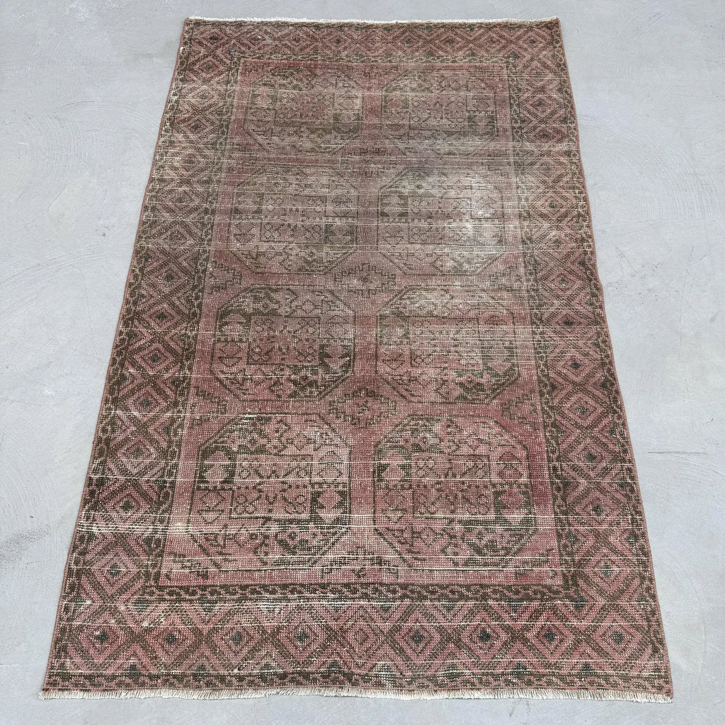 Vintage Turkish Accent Area rug 3.6 x 5.8 ft