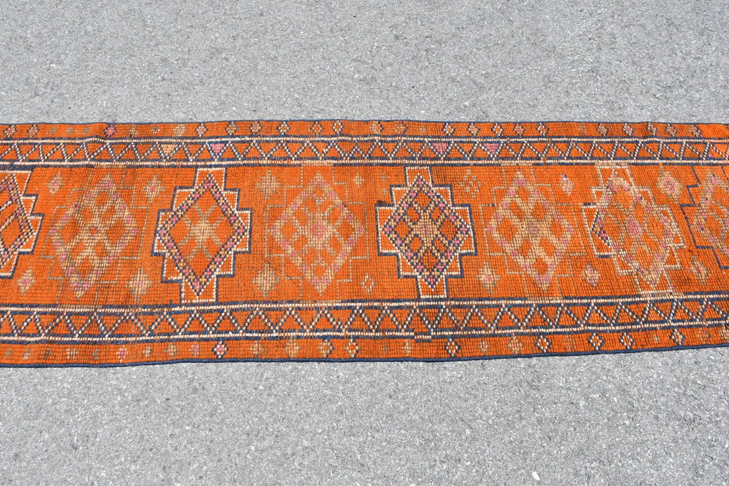 Vintage Turkish Runner Rug 2.4 x 11.2 ft