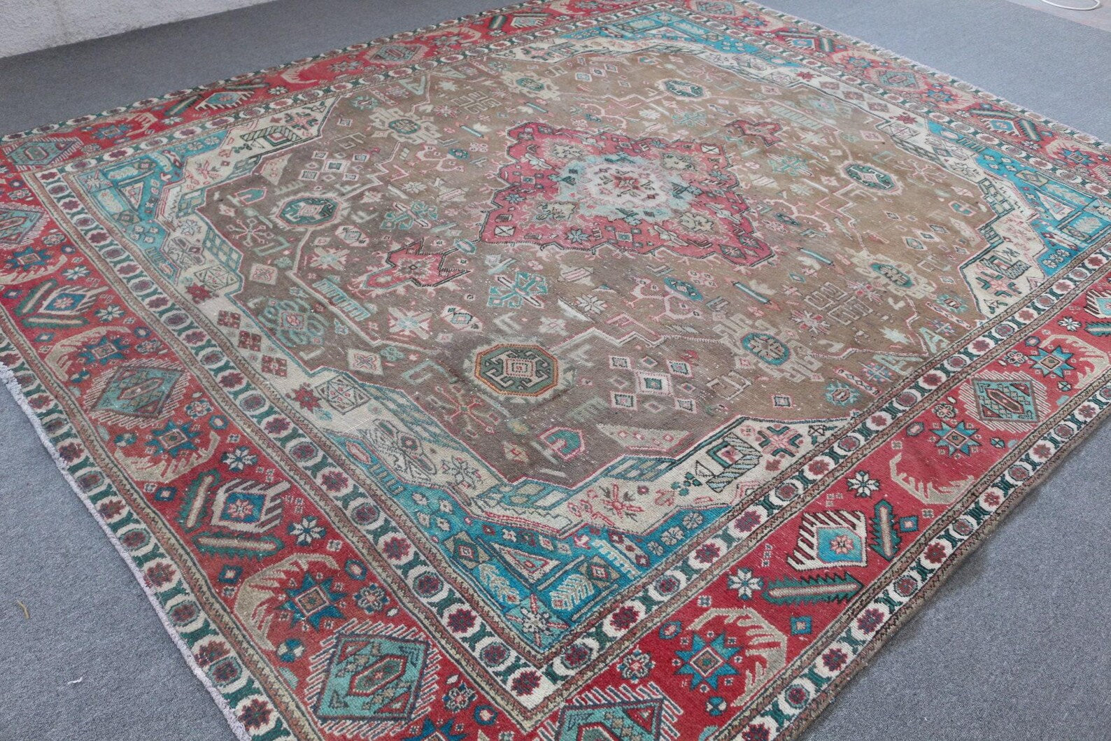 XL Vintage Turkish Accent Area Rug 9.2 x 12.4 ft