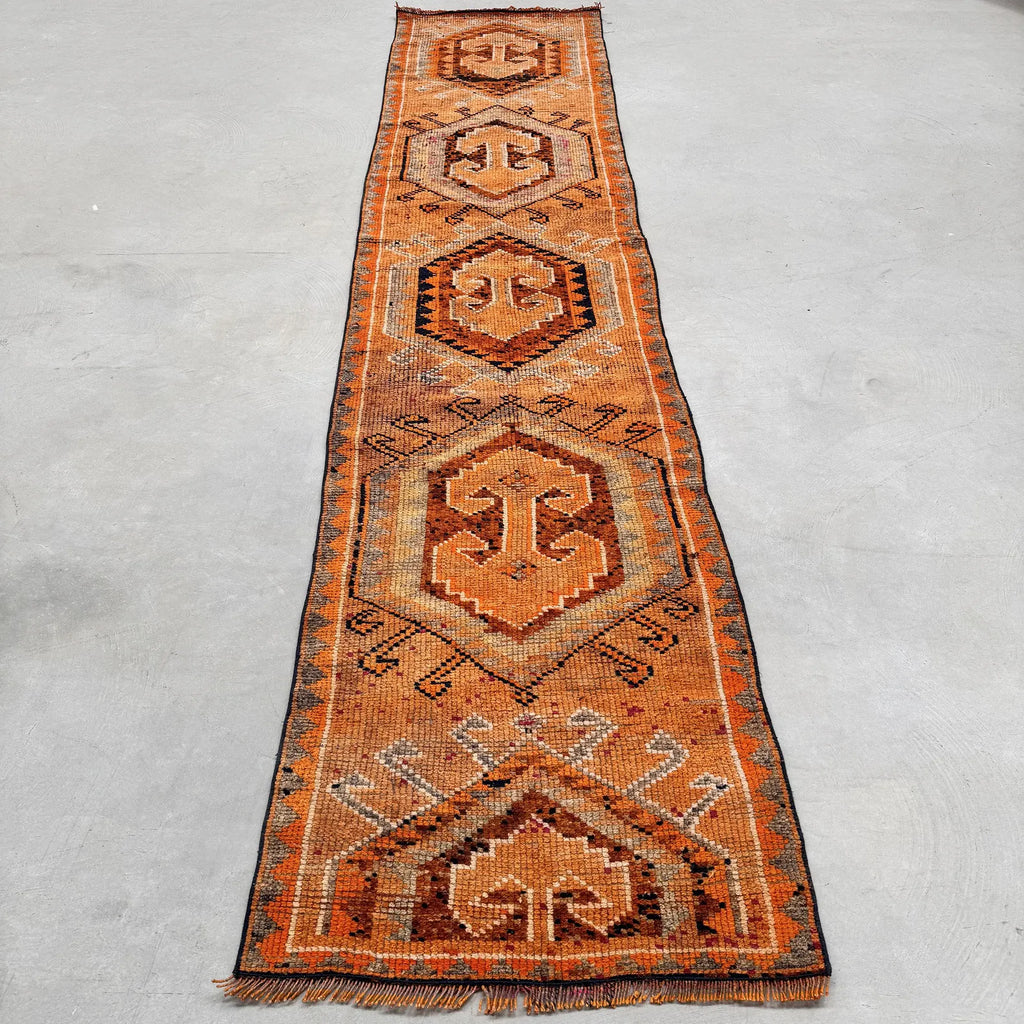 Vintage Turkish Runner Rug 2.6 x 12.3 ft
