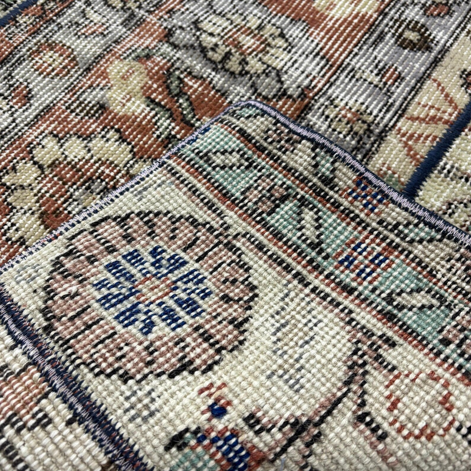 Vintage Turkish Runner Rug 2.4 x 4.9 ft