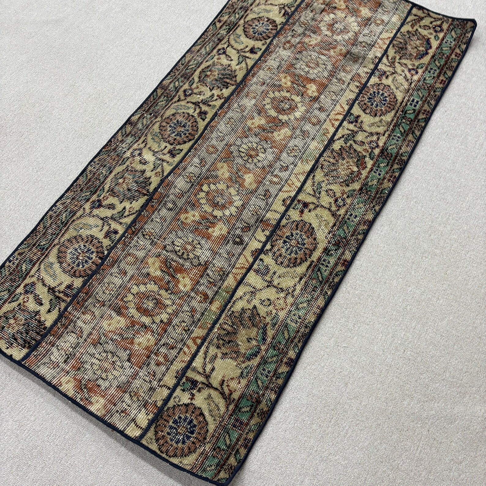 Vintage Turkish Runner Rug 2.4 x 4.9 ft