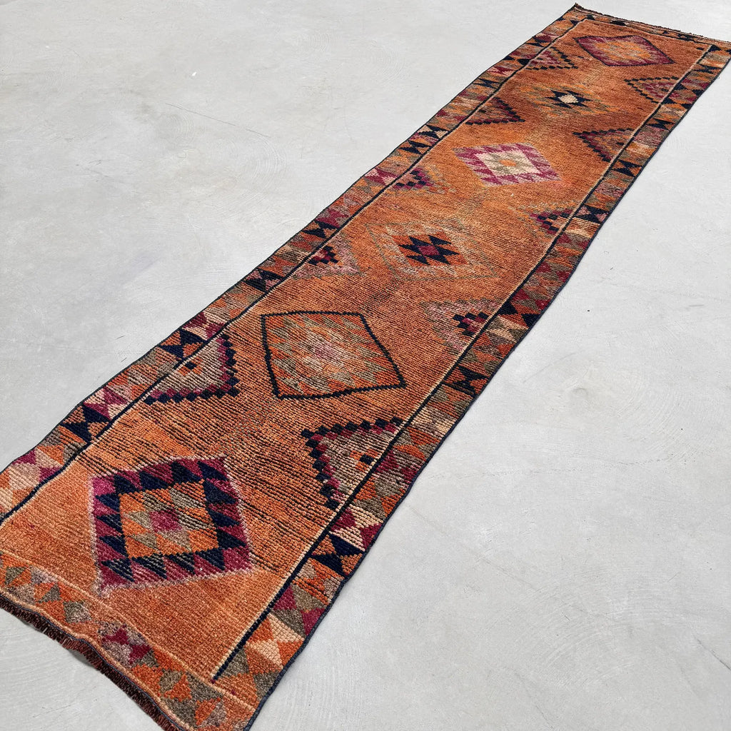 Vintage Turkish Runner Rug 2.7 x 11.5 ft