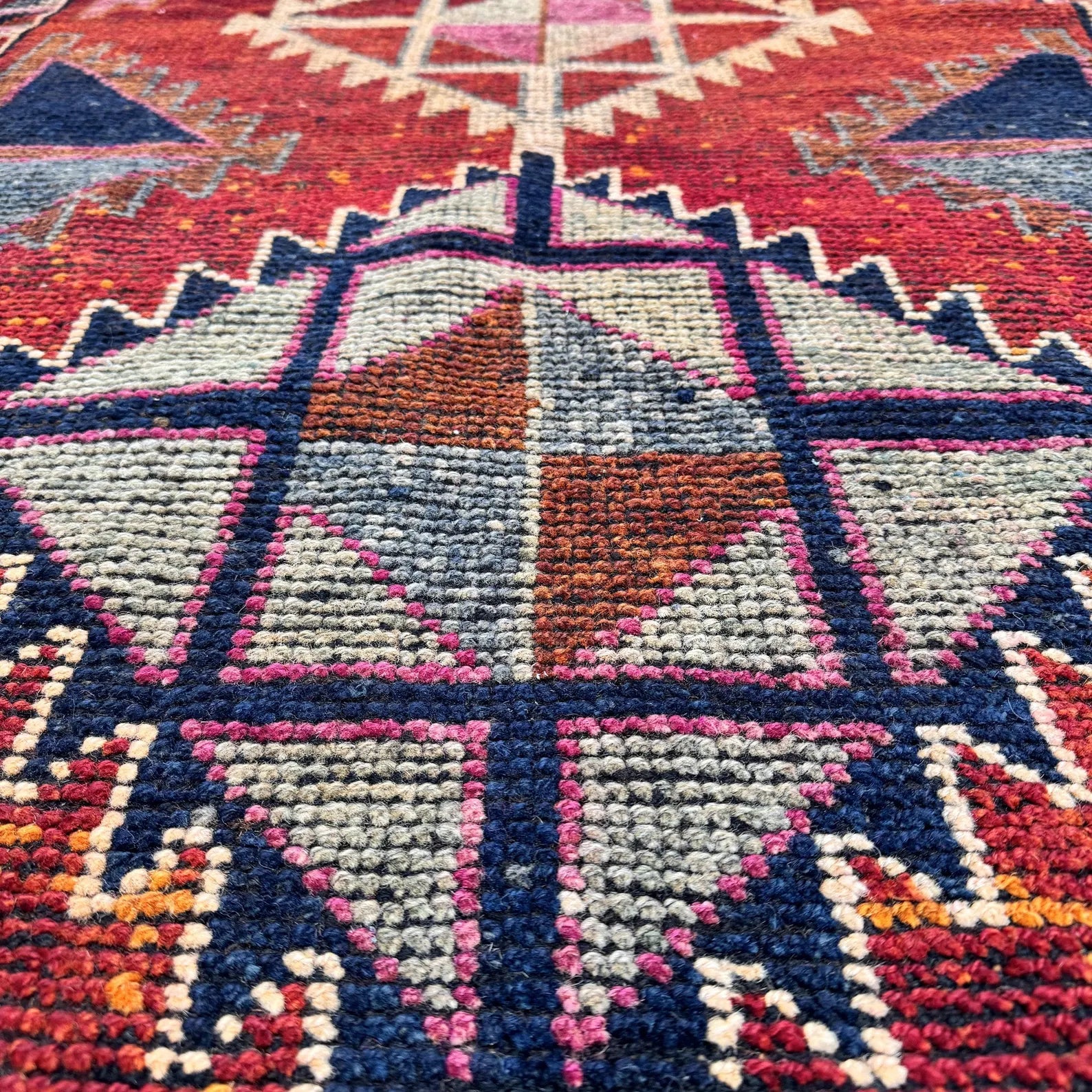 Vintage Turkish Runner Rug 3.7 x 10.9 ft