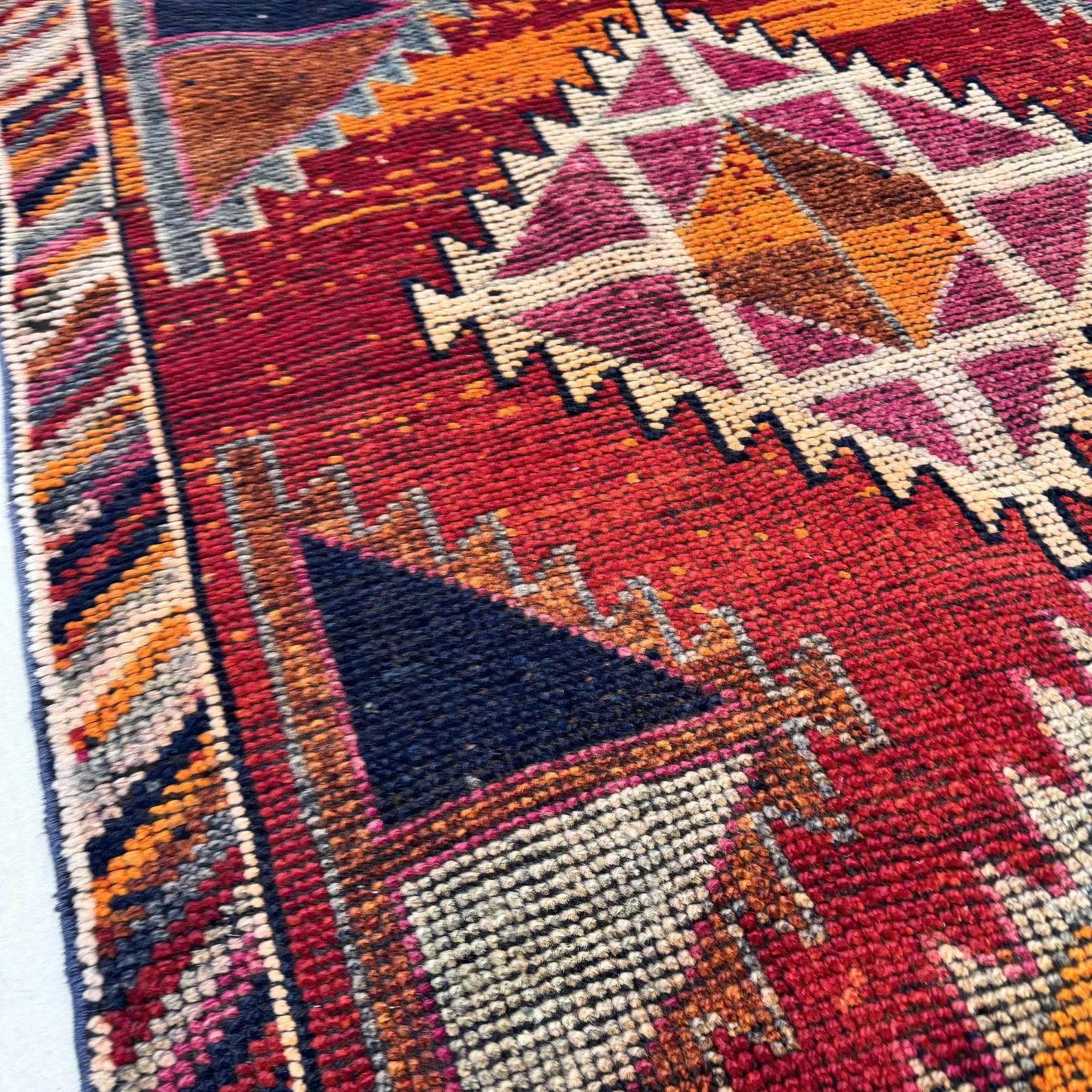 Vintage Turkish Runner Rug 3.7 x 10.9 ft