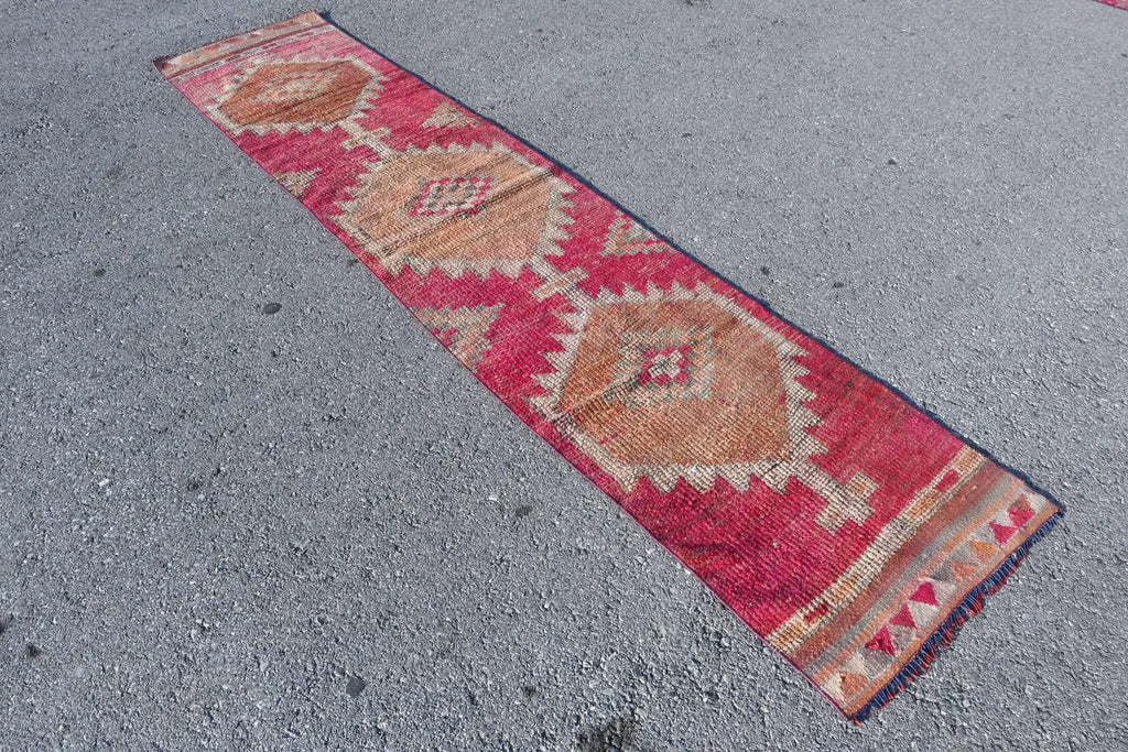 Vintage Turkish Runner Rug 2.2 x 10.1 ft