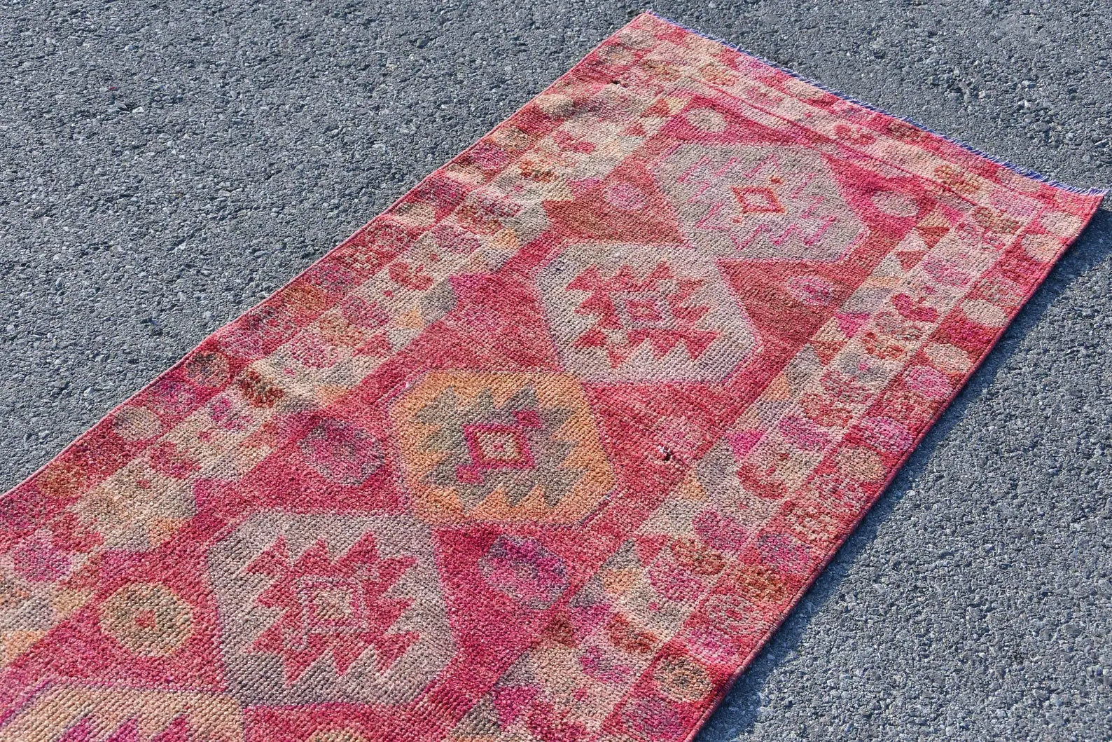 Vintage Turkish Runner Rug 2.6 x 12.7 ft