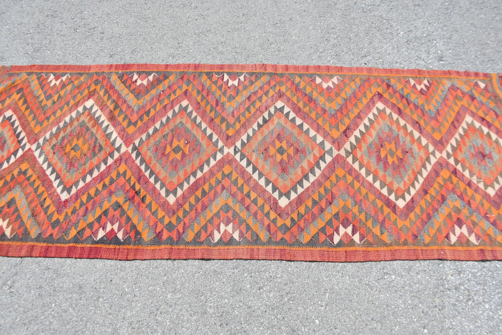Vintage Turkish Runner Rug 2.9 x 10.5 ft