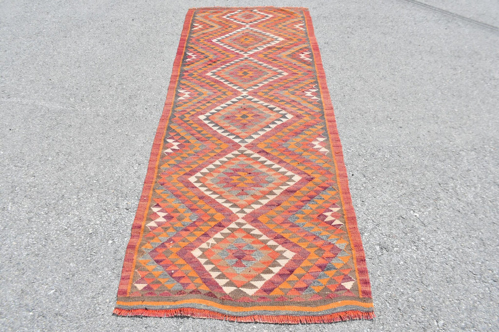 Vintage Turkish Runner Rug 2.9 x 10.5 ft