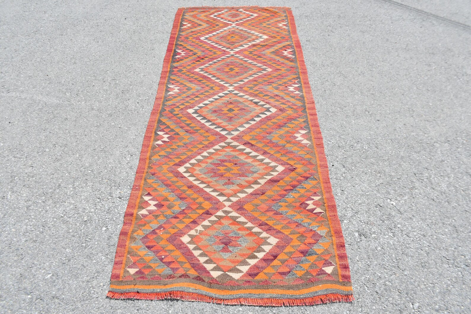 Vintage Turkish Runner Rug 2.9 x 10.5 ft