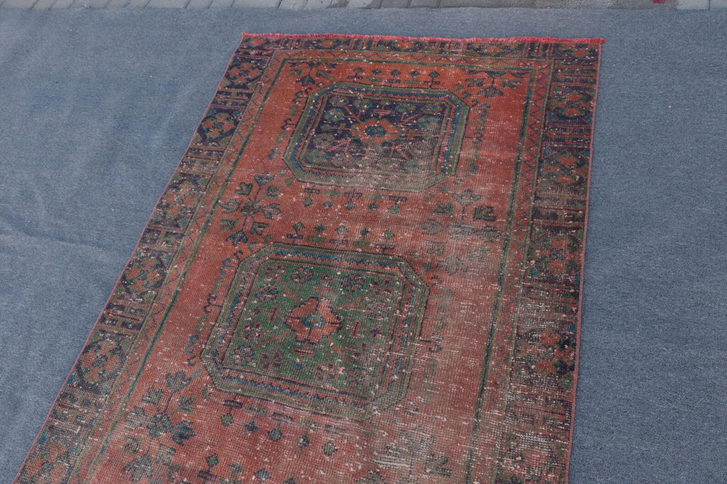 Vintage Turkish Accent Area rug 3.9 x 11 ft