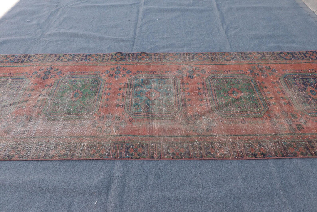 Vintage Turkish Accent Area rug 3.9 x 11 ft
