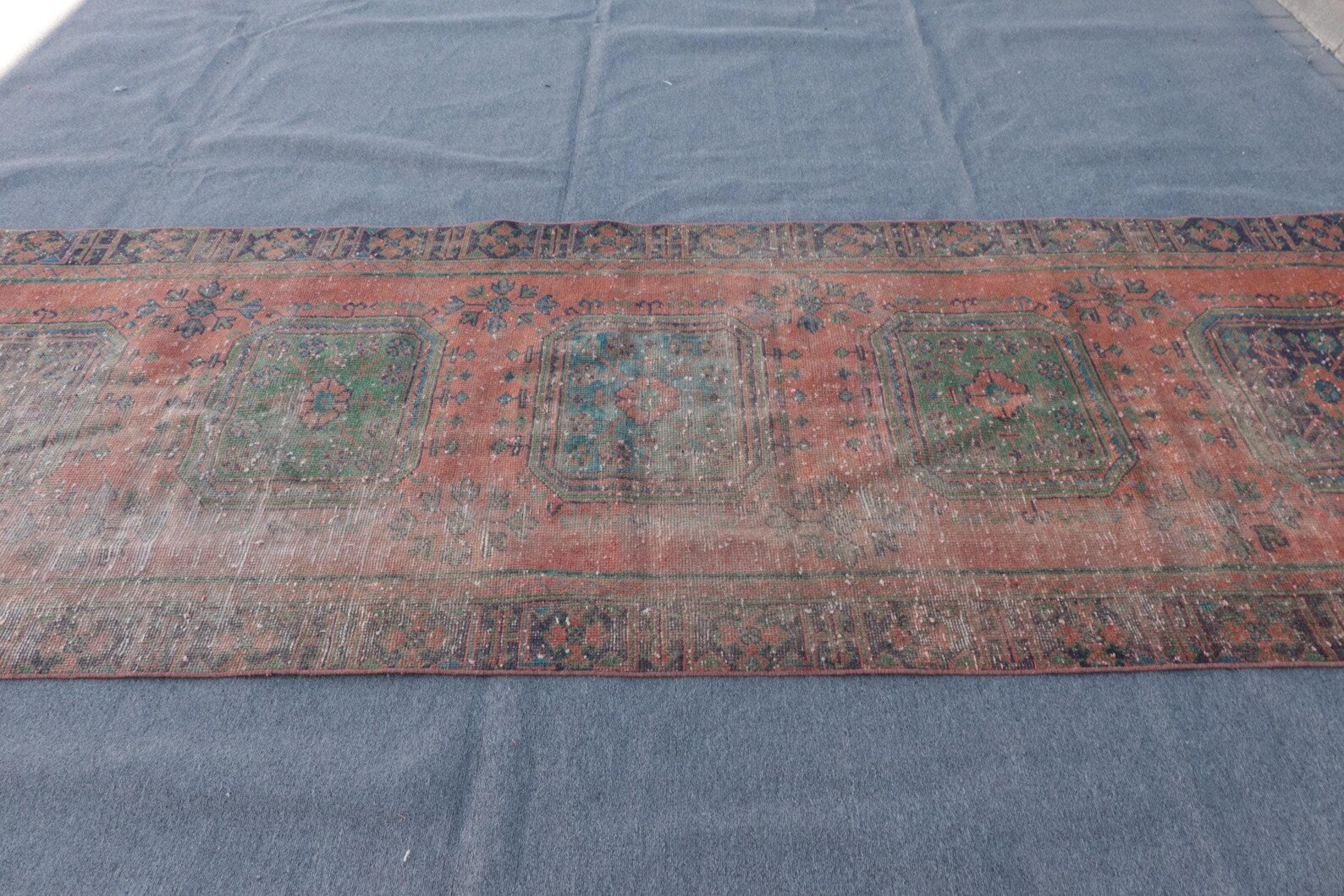 Vintage Turkish Accent Area rug 3.9 x 11 ft