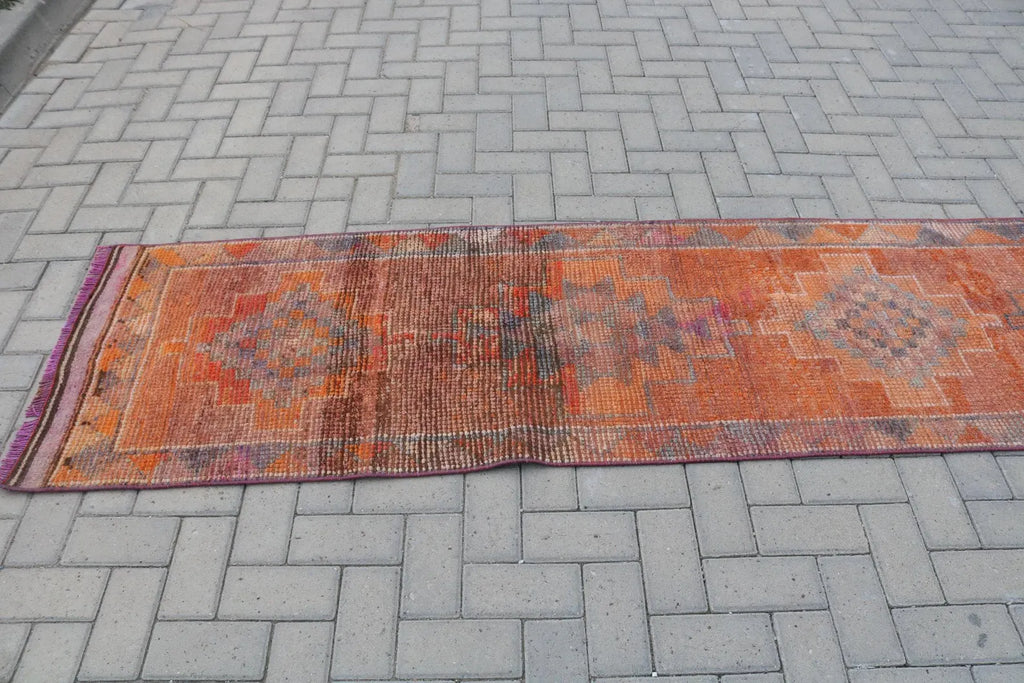 Vintage Turkish Runner Rug 2.3 x 11.6 ft