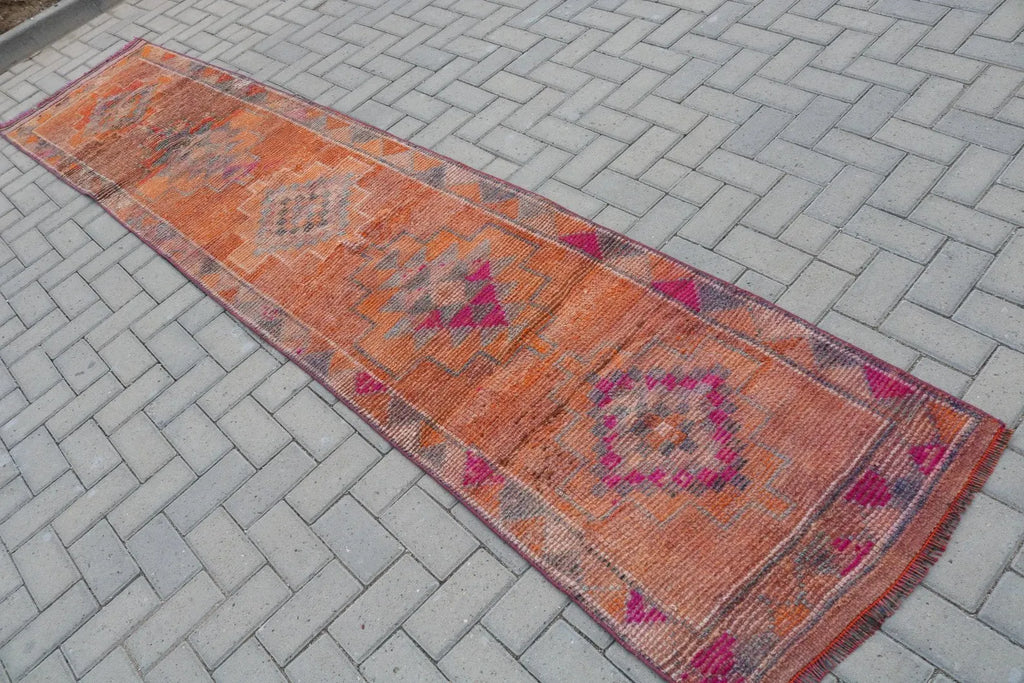 Vintage Turkish Runner Rug 2.3 x 11.6 ft