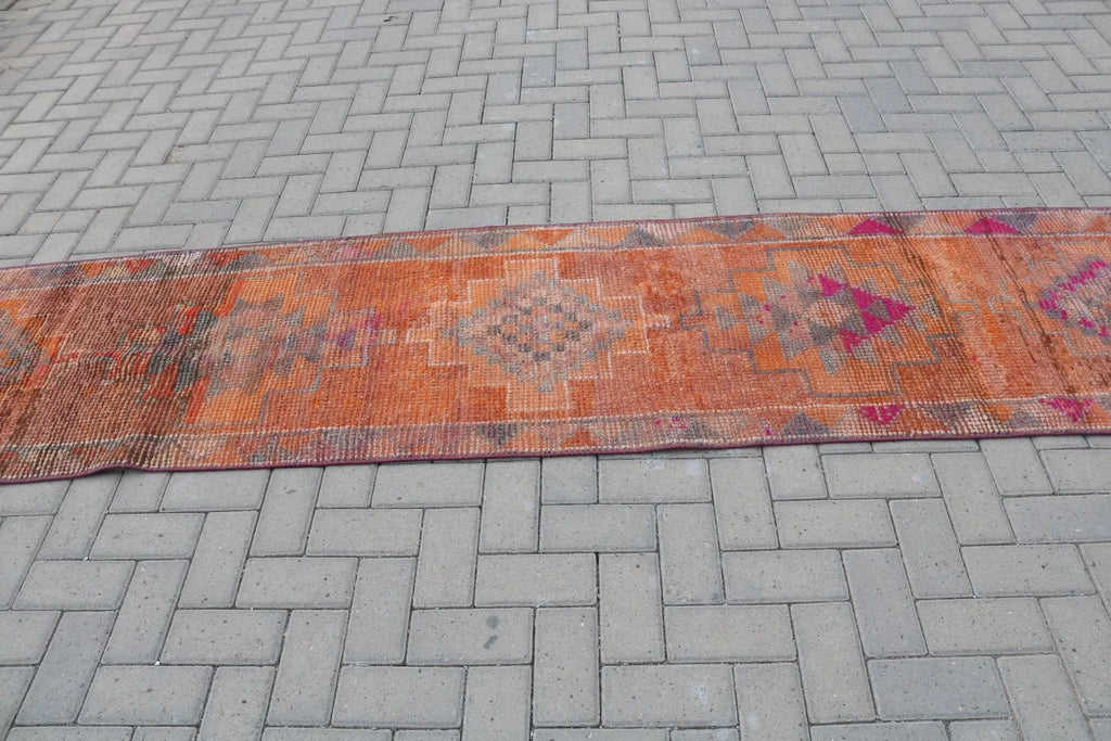 Vintage Turkish Runner Rug 2.3 x 11.6 ft