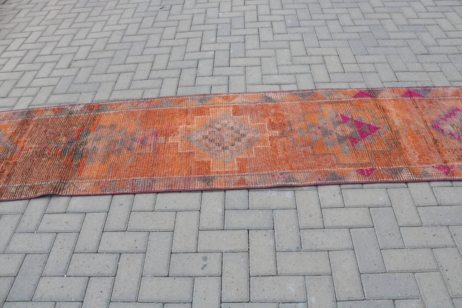 Vintage Turkish Runner Rug 2.3 x 11.6 ft