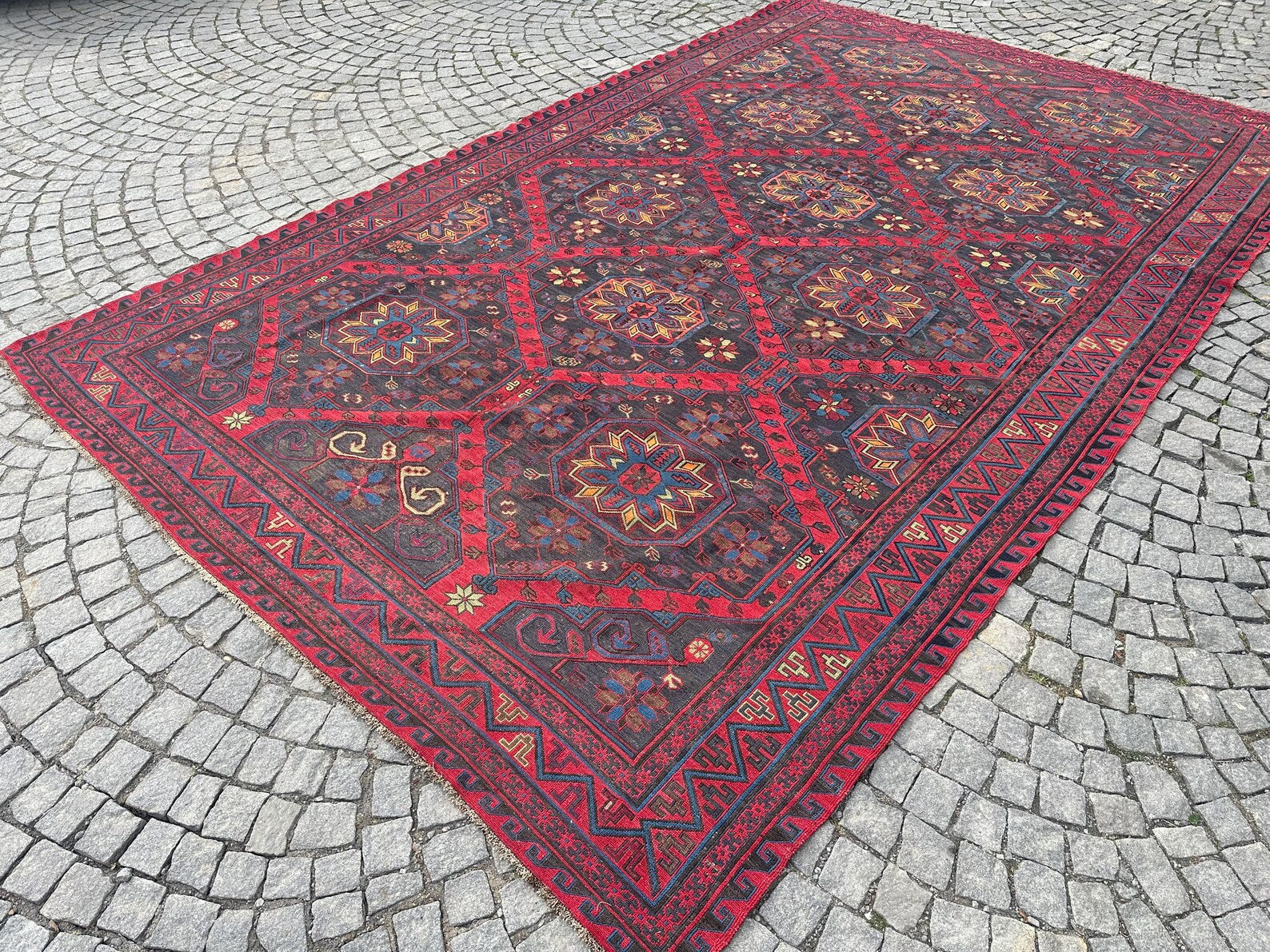 XL Vintage Soumak Accent Area Rug 8.7 x 13.6 ft