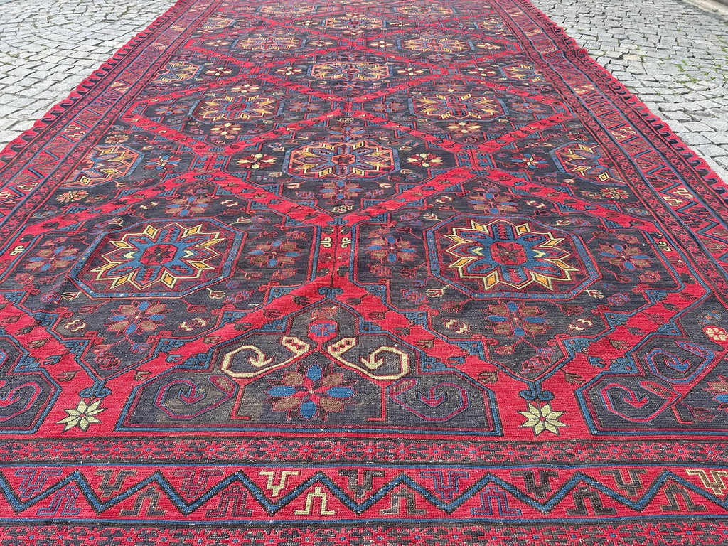 XL Vintage Soumak Accent Area Rug 8.7 x 13.6 ft