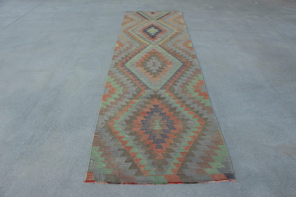 Vintage Turkish Runner Rug 3.2 x 11.1 ft