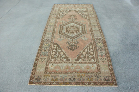 Vintage Turkish Accent Area rug 3.7 x 8.4 ft
