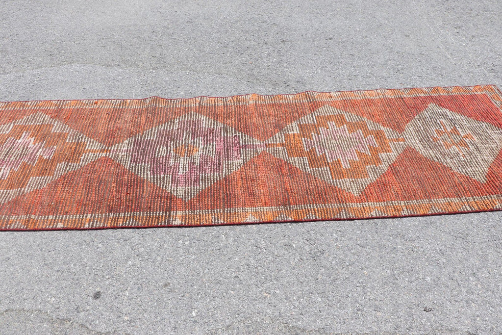 Vintage Turkish Runner Rug 2.7 x 9.9 ft
