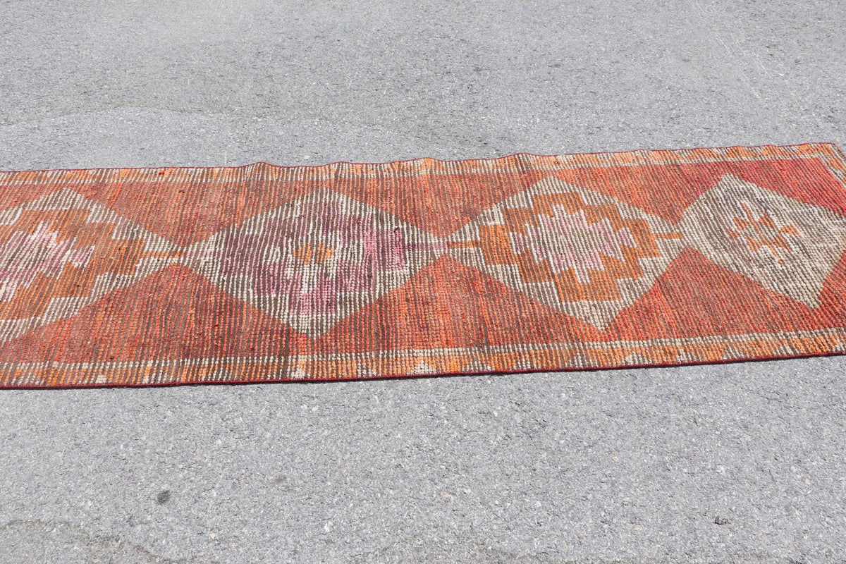 Vintage Turkish Runner Rug 2.7 x 9.9 ft
