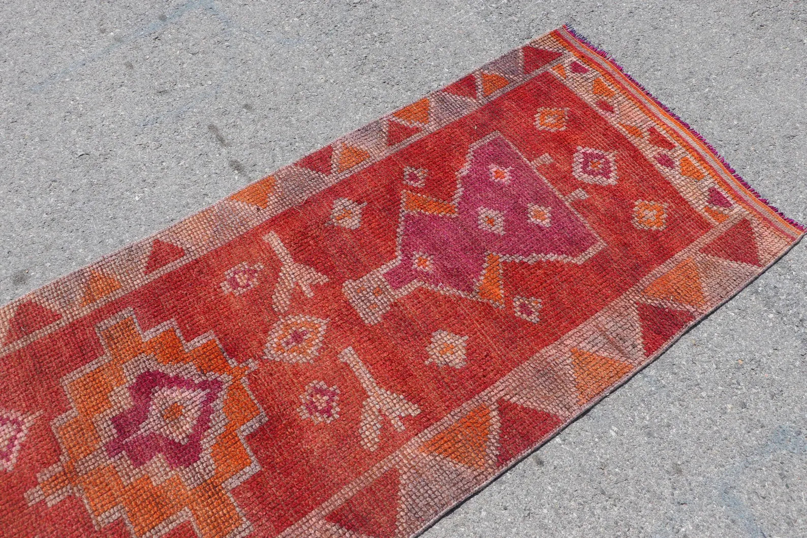 Vintage Turkish Runner Rug 2.8 x 10.8 ft