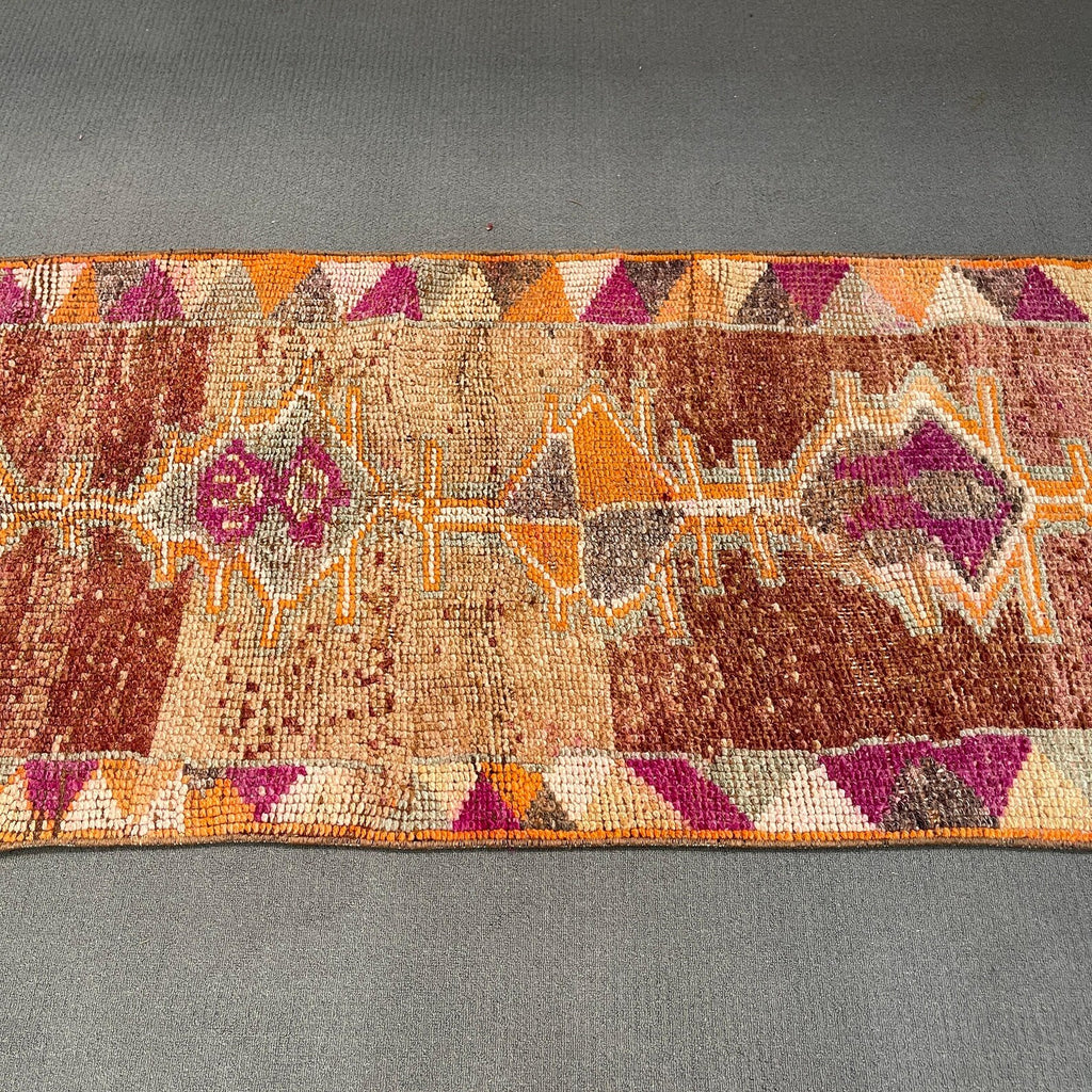Vintage Turkish Runner Rug 2.8 x 9.4 ft
