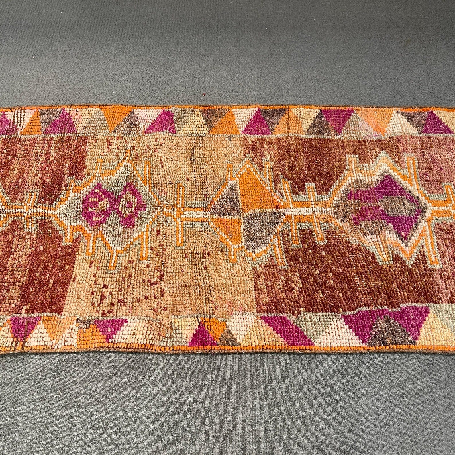 Vintage Turkish Runner Rug 2.8 x 9.4 ft