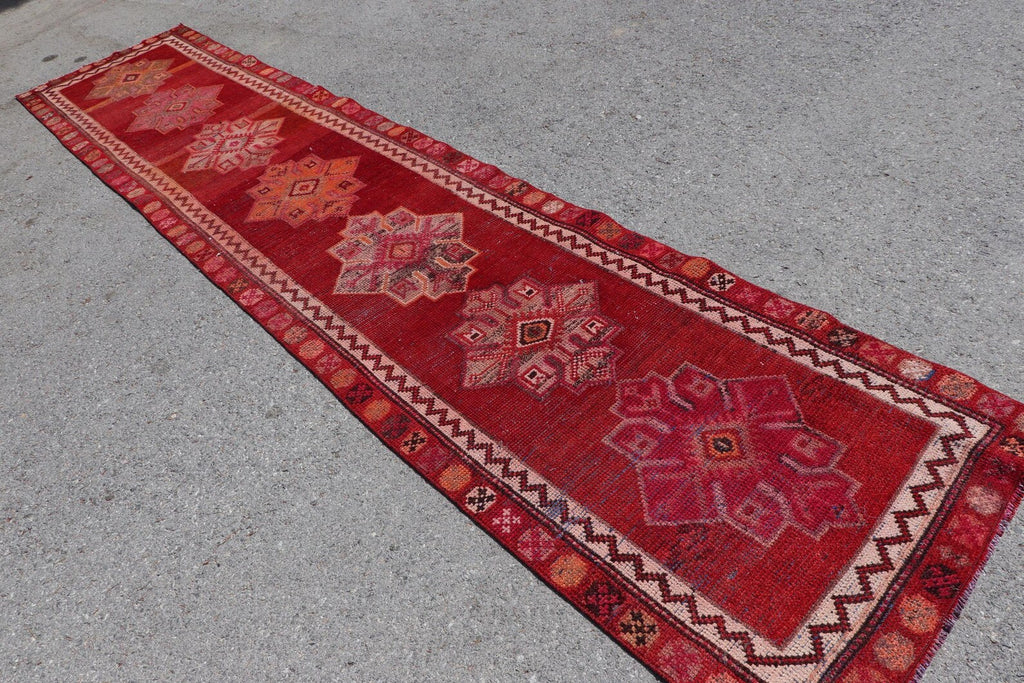 Vintage Turkish Runner Rug 2.7 x 13.4 ft