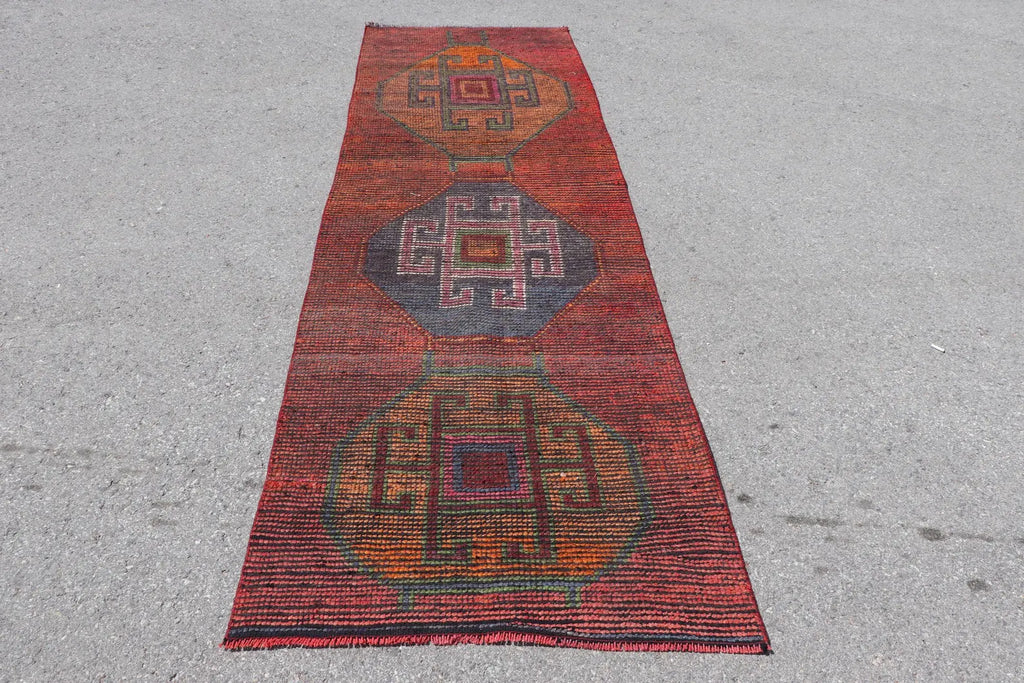 Vintage Turkish Runner Rug 3 x 9.2 ft