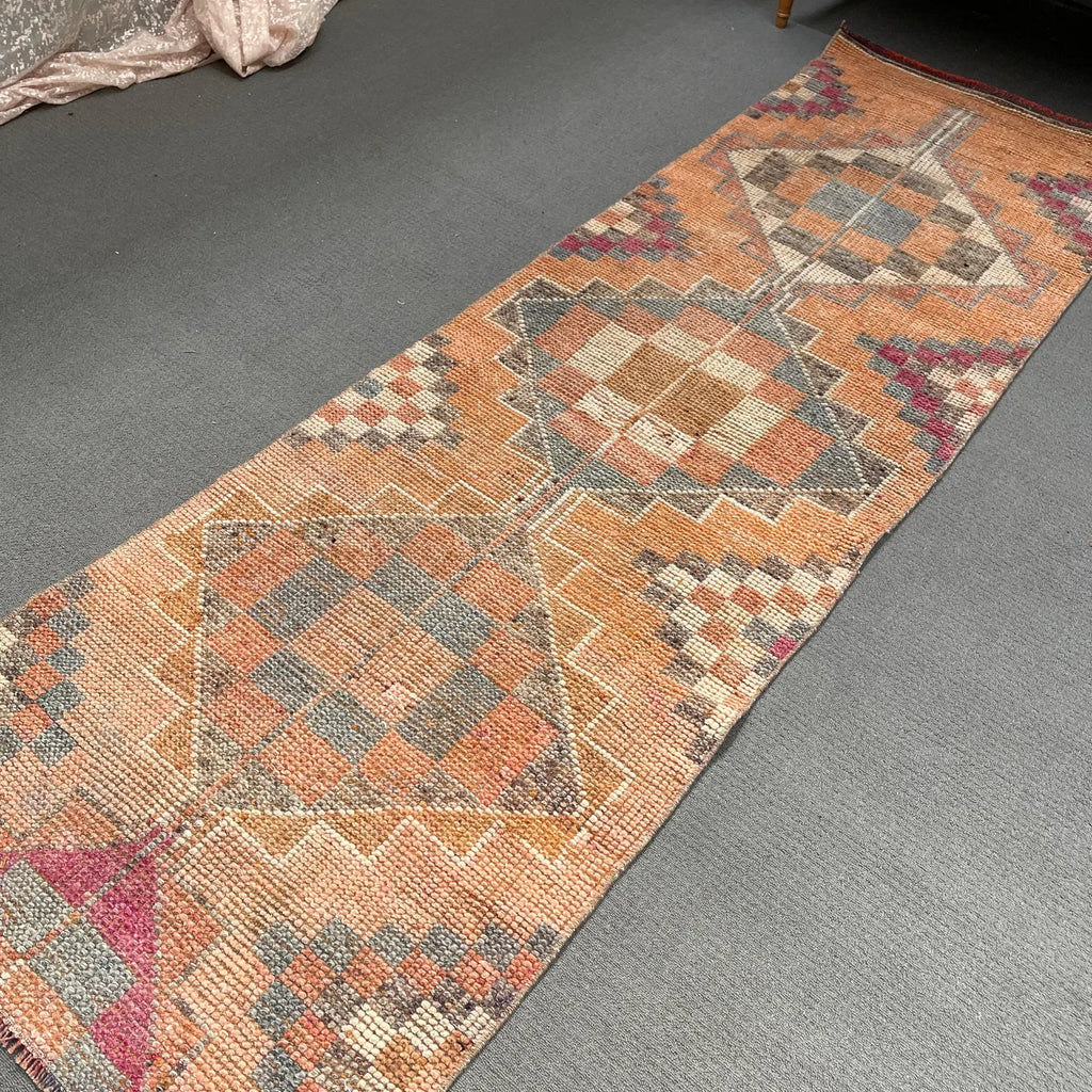 Vintage Turkish Runner Rug 2.6 x 8.1 ft