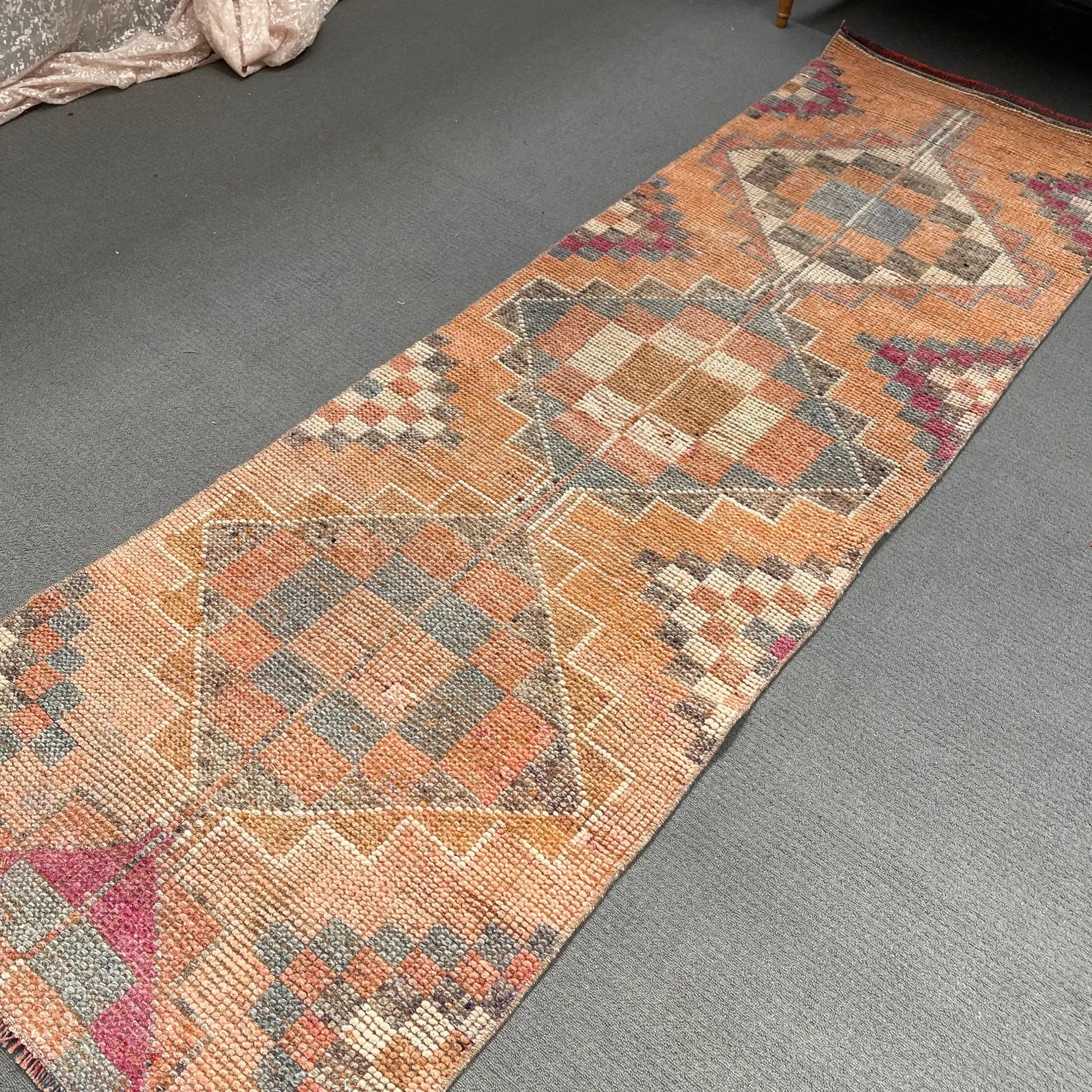 Vintage Turkish Runner Rug 2.6 x 8.1 ft
