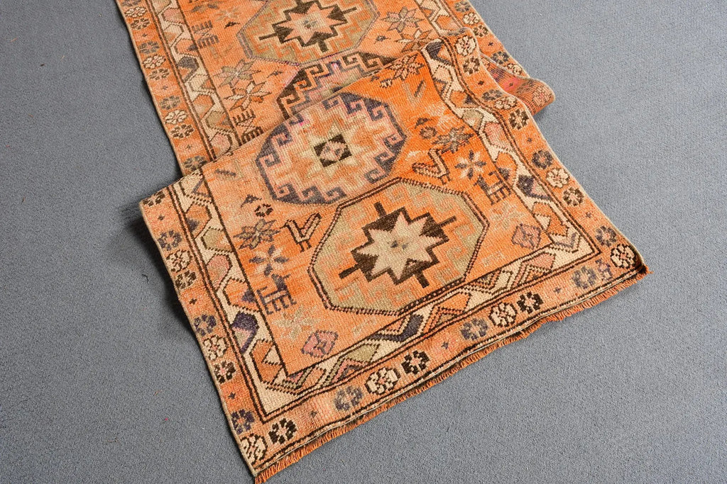 Vintage Turkish Runner Rug 2.7 x 10.5 ft