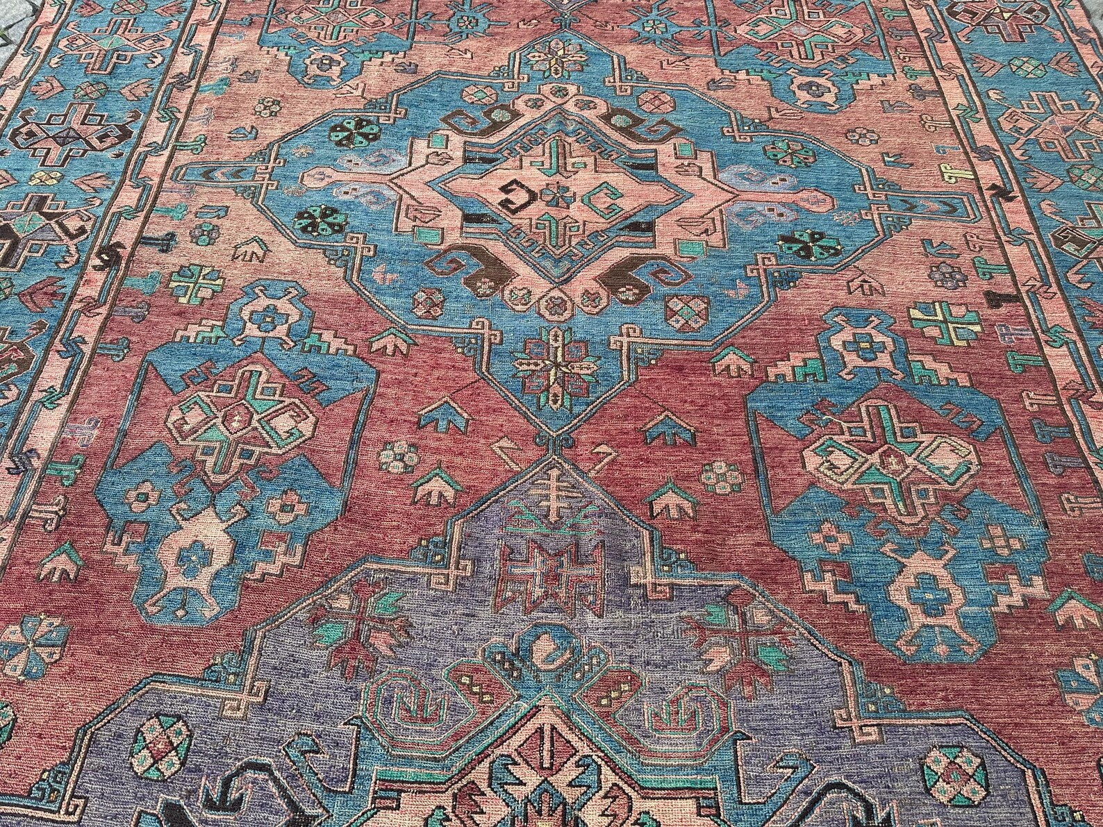 XL Vintage Soumak Accent Area Rug 6.7 x 12.1 ft