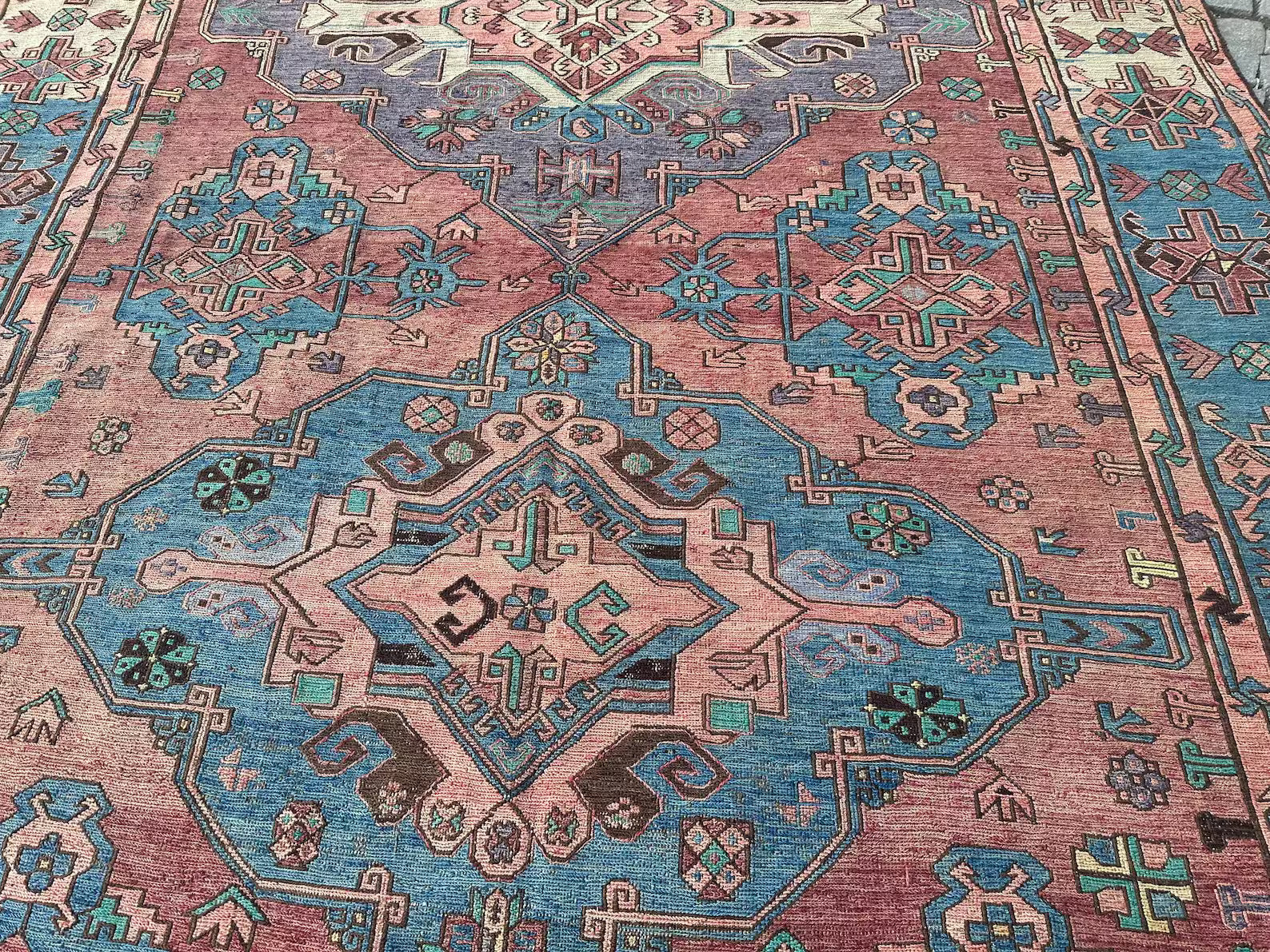 XL Vintage Soumak Accent Area Rug 6.7 x 12.1 ft