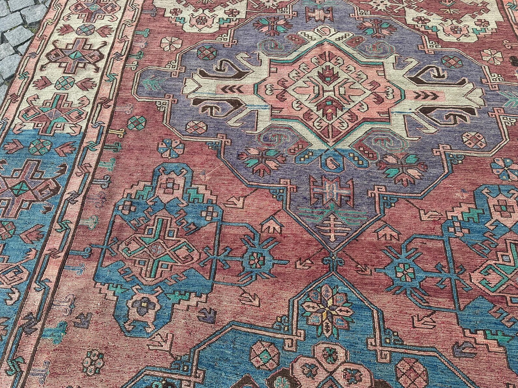 XL Vintage Soumak Accent Area Rug 6.7 x 12.1 ft