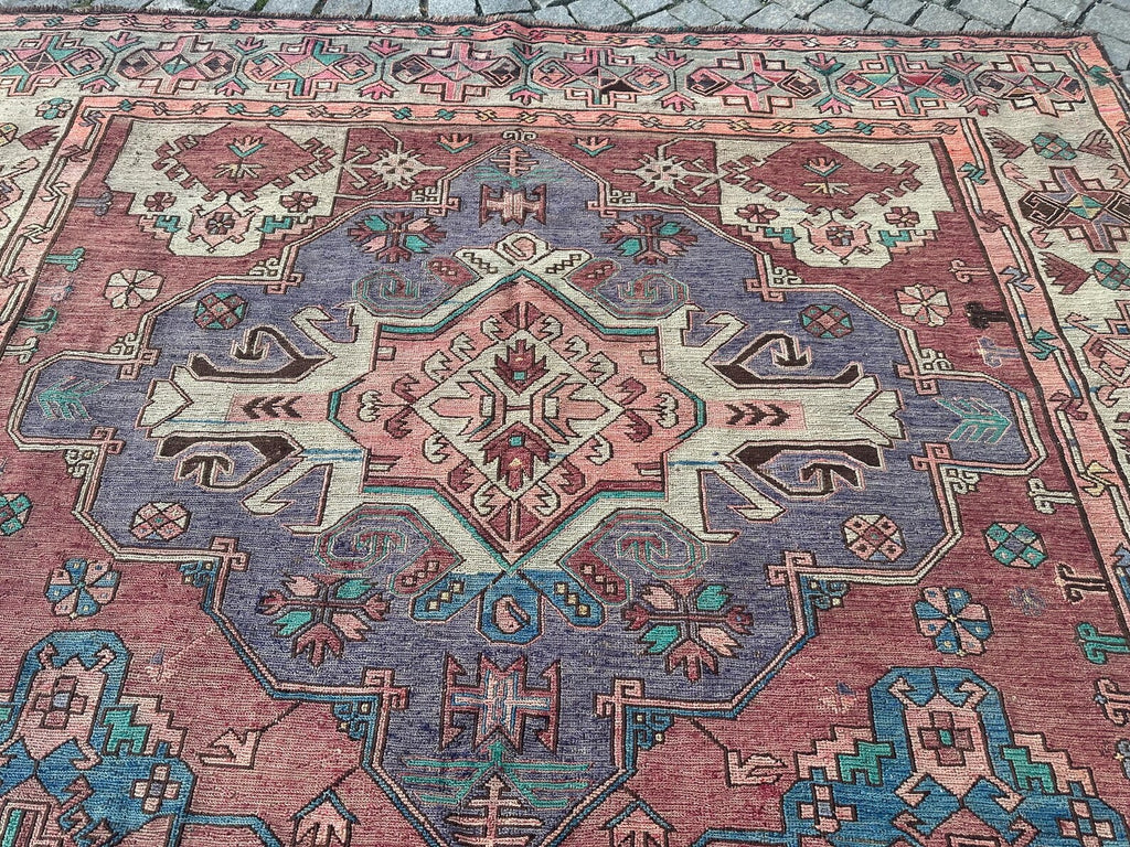 XL Vintage Soumak Accent Area Rug 6.7 x 12.1 ft