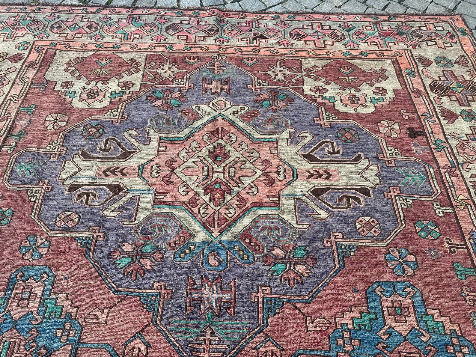 XL Vintage Soumak Accent Area Rug 6.7 x 12.1 ft