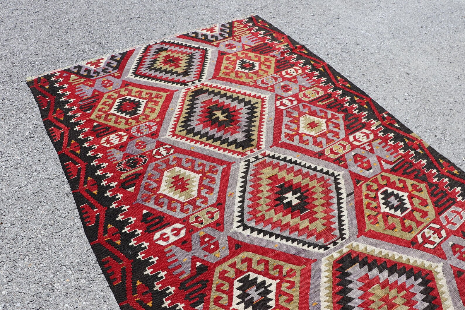 XL Vintage Turkish Accent Area Rug 5.2 x 9.8 ft