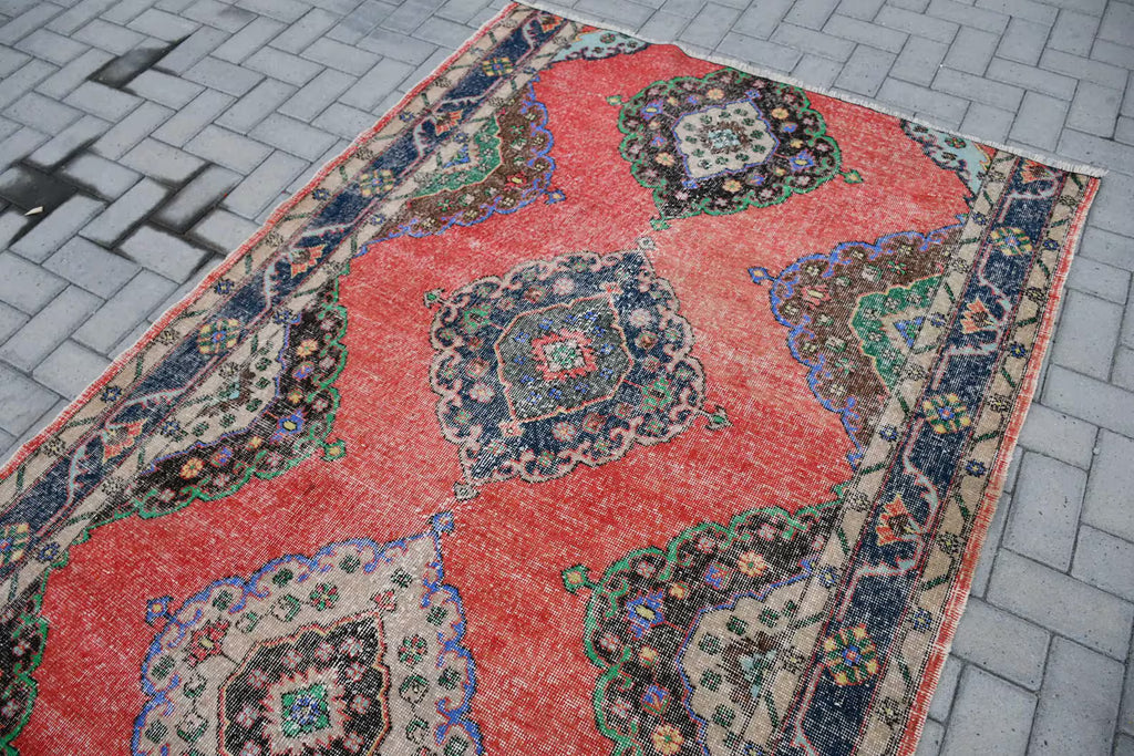 XL Vintage Turkish Accent Area rug 4.7 x 11.1 ft