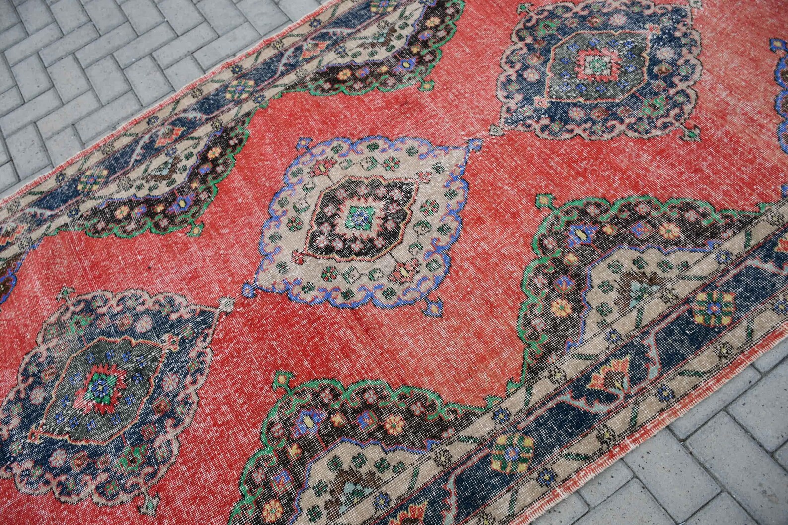 XL Vintage Turkish Accent Area rug 4.7 x 11.1 ft