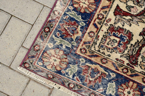 Vintage Turkish Accent Area rug 3.6 x 7.2 ft